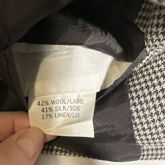 Coppley Ermenegildo Zegna Black Houndstooth Blazer SportCoat 46R Wool Silk Linen - Picture 8 of 14